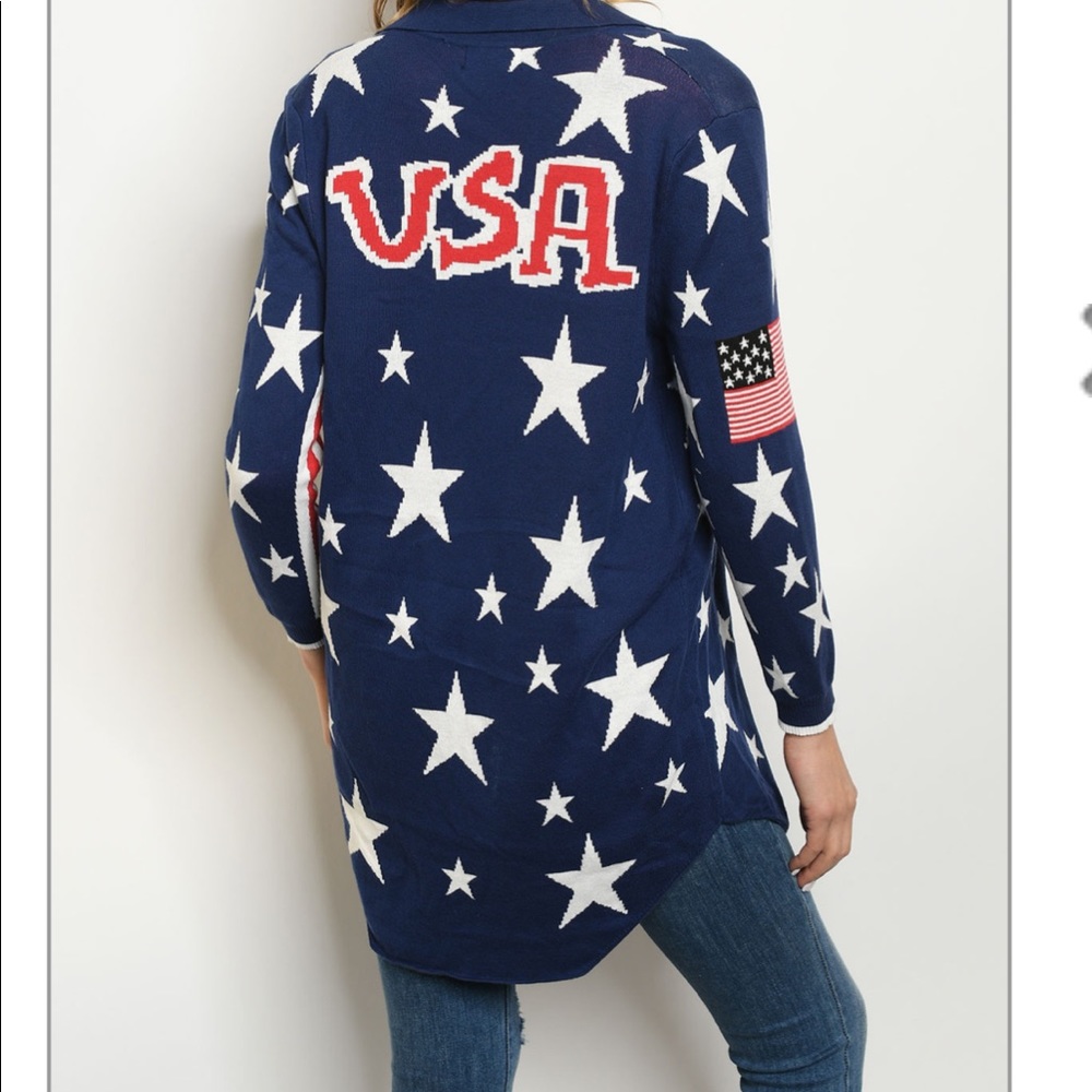 Stars & Stripes USA cotton cardigan sweater - Picture 3 of 7